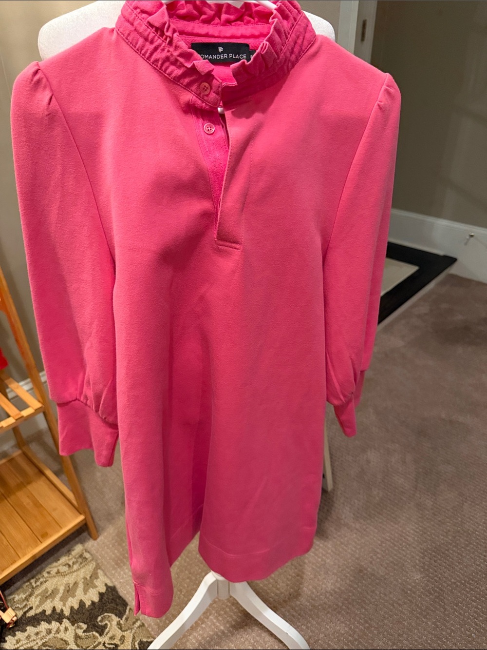 Pomander Place Tuckernuck Pink Charlotte Ruffled Mock-Neck Midi Dress
